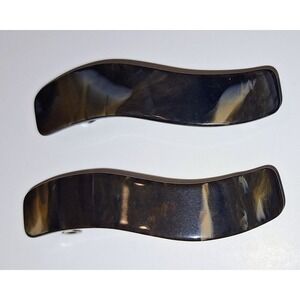 vintage Taiwan faux tortoise shell barrettes pair 2.5-inch wavy‎ bar shape